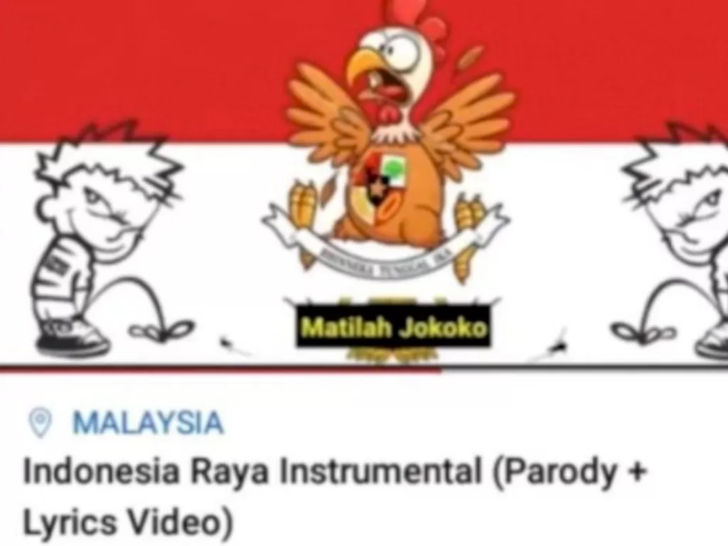 Tangkapan layar video YouTube lagu Indonesia Raya yang dipelesetkan. (Istimewa)