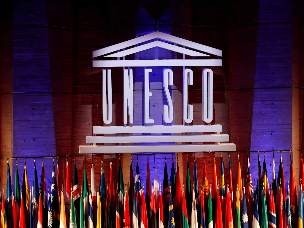 Logo UNESCO. (REUTERS/PHILIPPE WOJAZER)