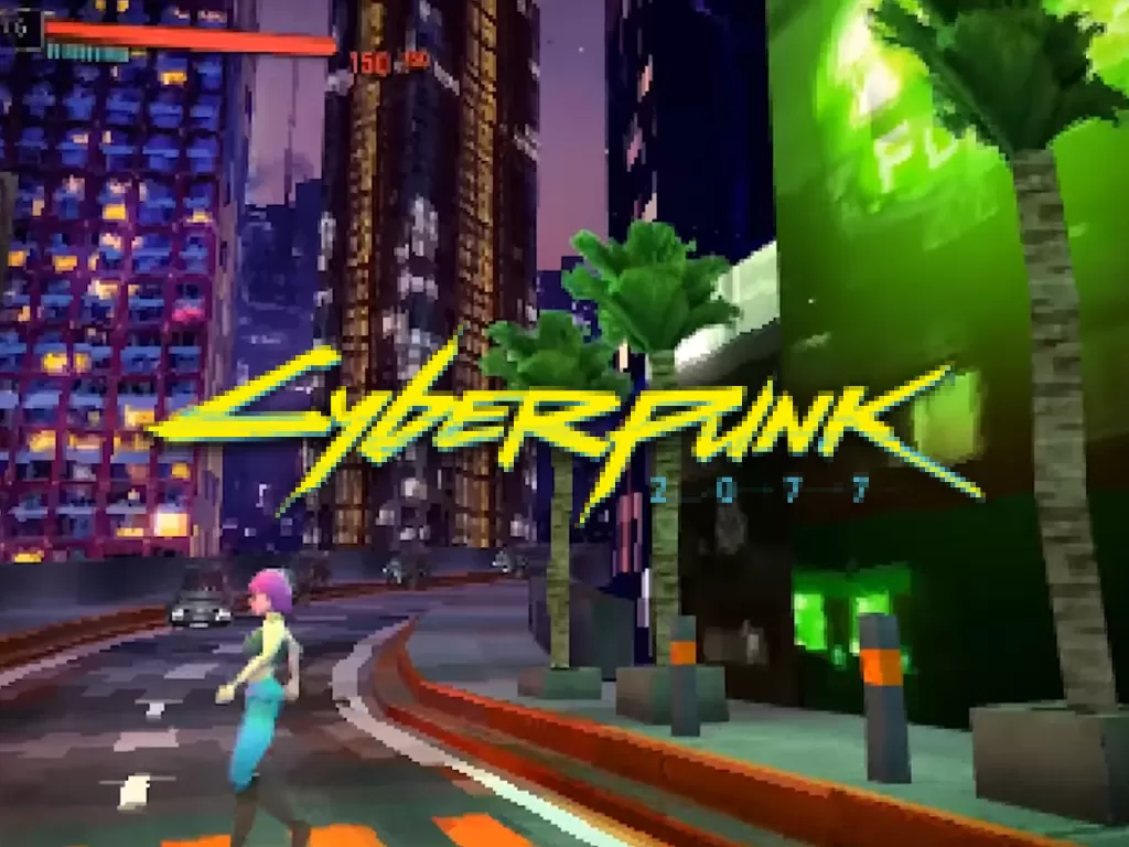 Tampilan Cyberpunk 2077 dengan kualitas ala game PS1 (photo/YouTube/Anders Lundbjork)