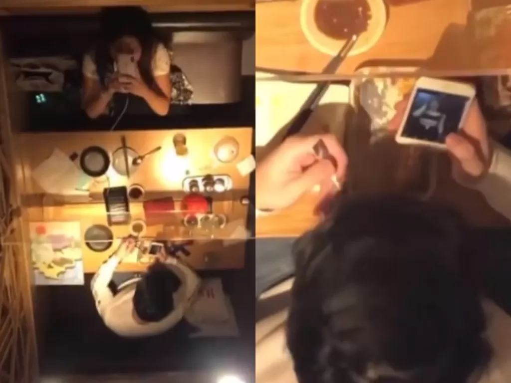 Wanita ciduk pacar liat video wanita seksi rekam pantulan dari cermin di atas tempat duduk mereka (Instagram/ ngakaksehat)