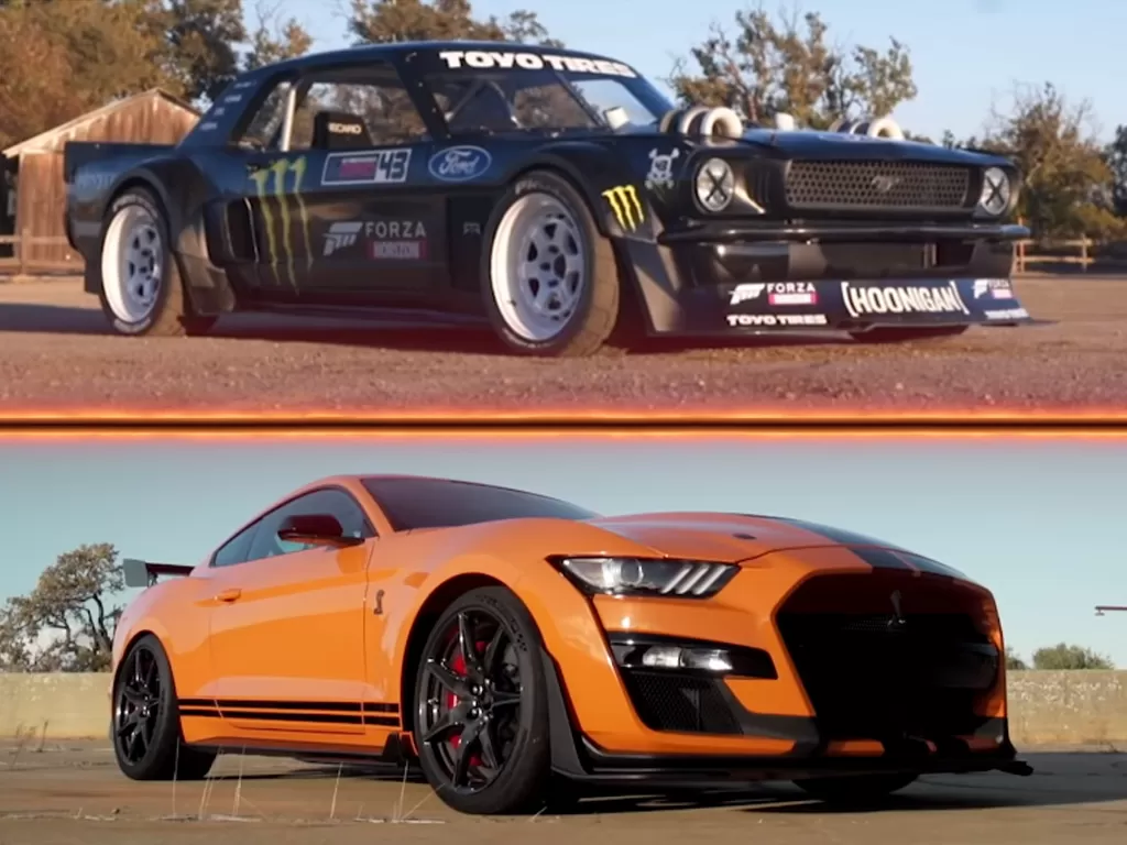 Mobil Ford Mustang 1.400HP dan Ford Shelby Mustang GT500 (photo/YouTube/Hoonigan)