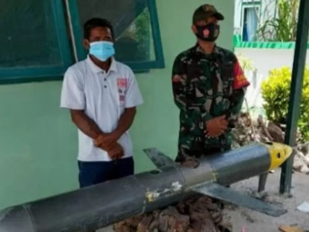 Nelayan dan TNI Sulsel menemukan drone laut (Instagra/ infokomando)