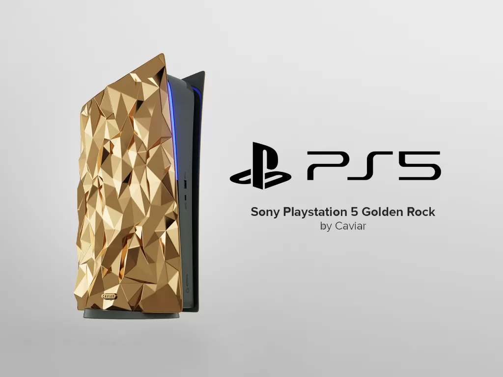 Tampilan PlayStation 5 dengan balutan emas buatan Caviar (photo/Dok. Caviar)