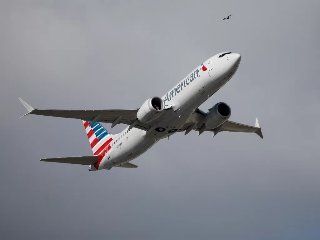 Pesawat Boeing 737 Max dari maskapai American Airlines. (REUTERS/MARCO BELLO)