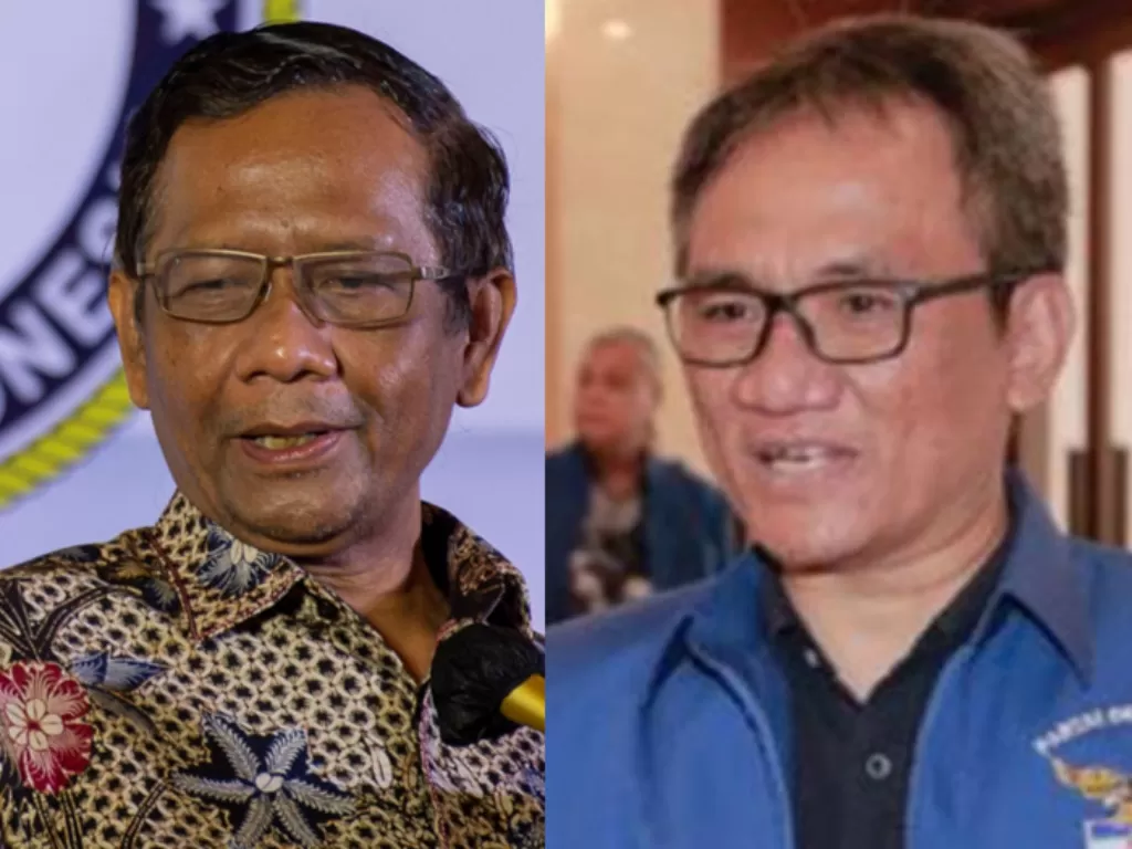 Menkopolhukam Mahfud MD dan politisi Demokrat Andi Arief. (Antara Foto)