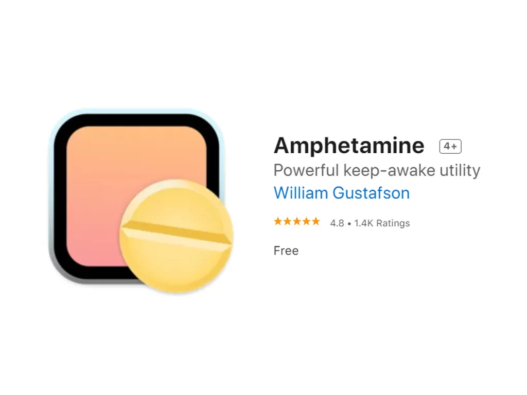 Tampilan logo aplikasi Amphetamine di Mac App Store (photo/Apple/William Gustafson)