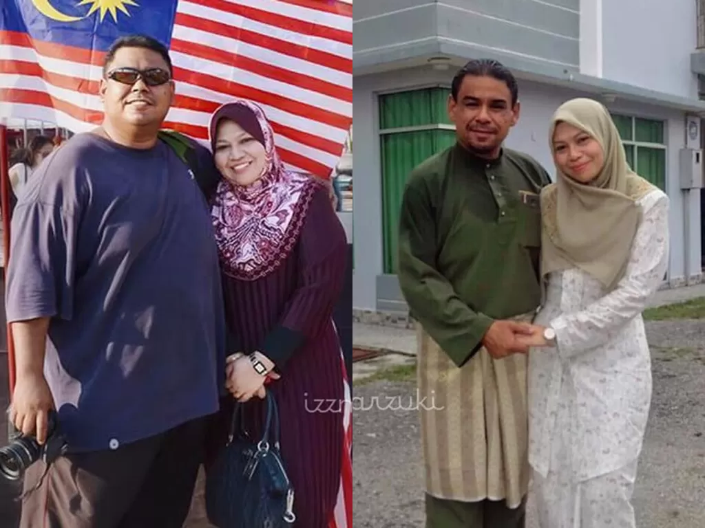 Pasangan suami istri yang viral karena berhasil menurunkan berat badan. (Photo/Facebook/Noorul Izzah Marzuki)