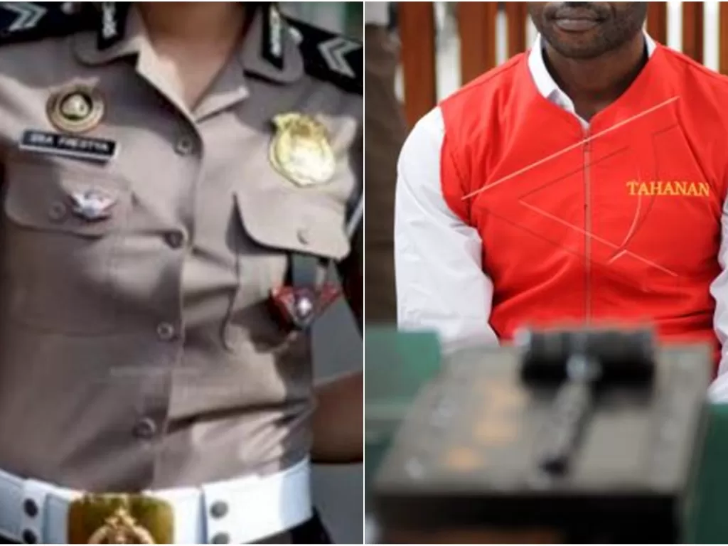 Kiri: Ilustrasi polwan; kanan: Uzoma Elele Alpha, terdakwa kasus narkoba asal Nigeria (Antara)