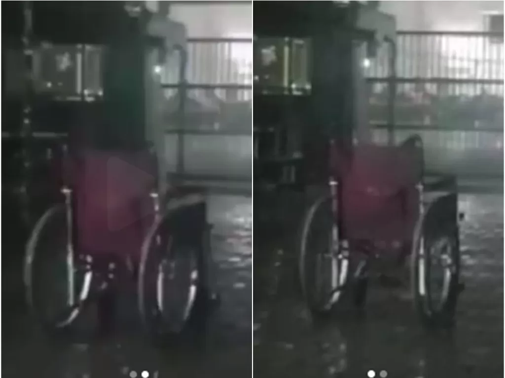 Penampakan kursi roda berjalan sendiri di sebuah puskesmas pada malam hari saat turun hujan (ist)