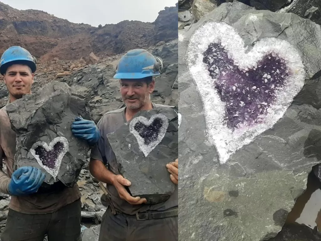 Batu kecubung dengan bentuk hati (Dok. Uruguay Minerals)