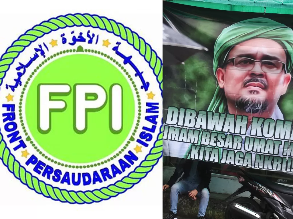 Kiri: Logo baru FPI (Istimewa) / Ormas Front Pembela Islam sebelum dilarang (ANTARA FOTO/Akbar Nugroho Gumay)