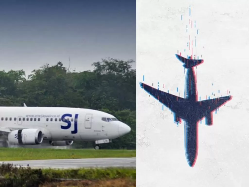 Ilustrasi pesawat Sriwijaya Air jatuh. (Ist)