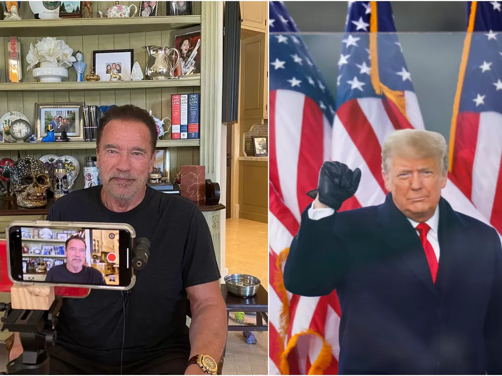 Kiri: Aktor Arnold Schwarzenegger I Kanan: Presiden AS, Donald Trump. (photo/Instagram/@schwarzenegger/REUTERS/Jim Bourg)