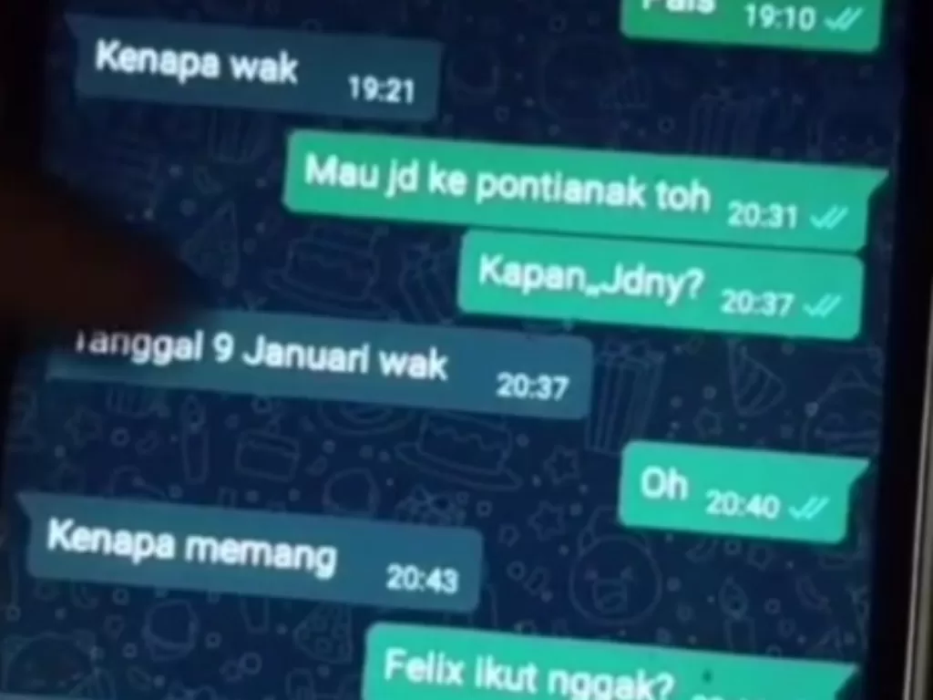 Chat Faisal, penumpang Sriwijaya Air SJ-182 dengan om nya viral (Tiktok)