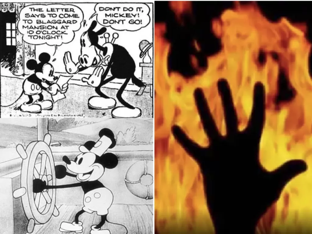 Komik strip Mickey Mouse (Wikipedia), ilustrasi bakar diri. (Istimewa).