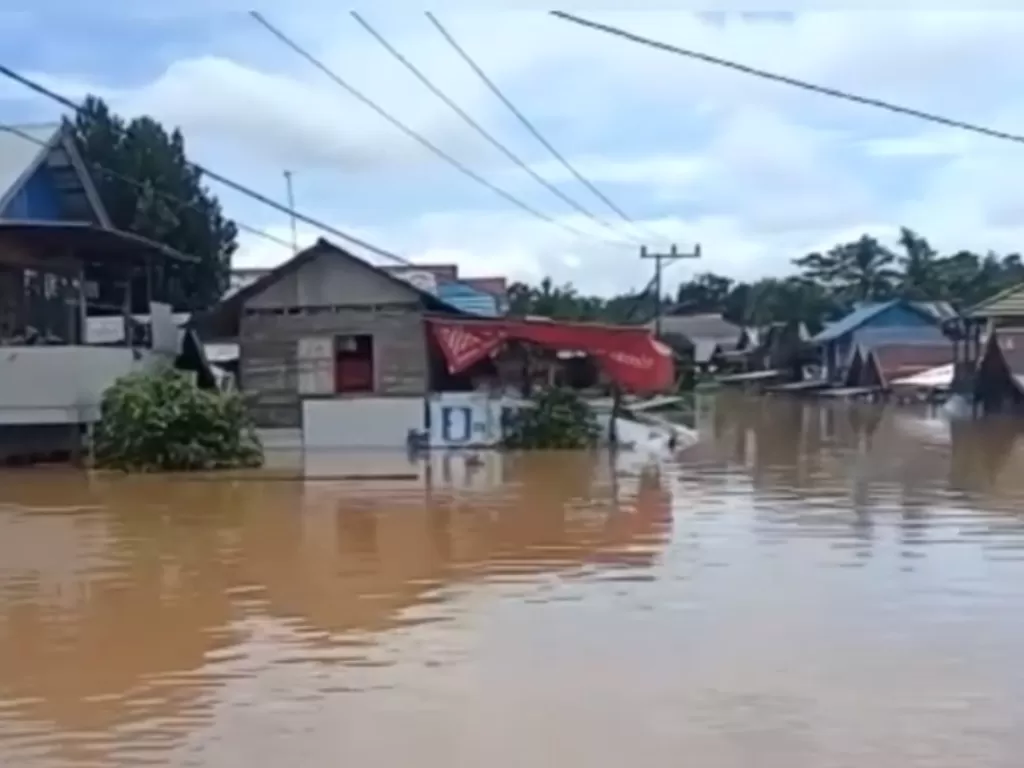 Situasi Banjir di Kabupaten Banjar (Tangkapan layar Video BPBD Banjar)