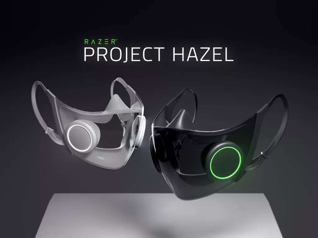 Tampilan masker N95 buatan Razer, Project Hazel dengan lampu RGB (photo/YouTube/RAZER)