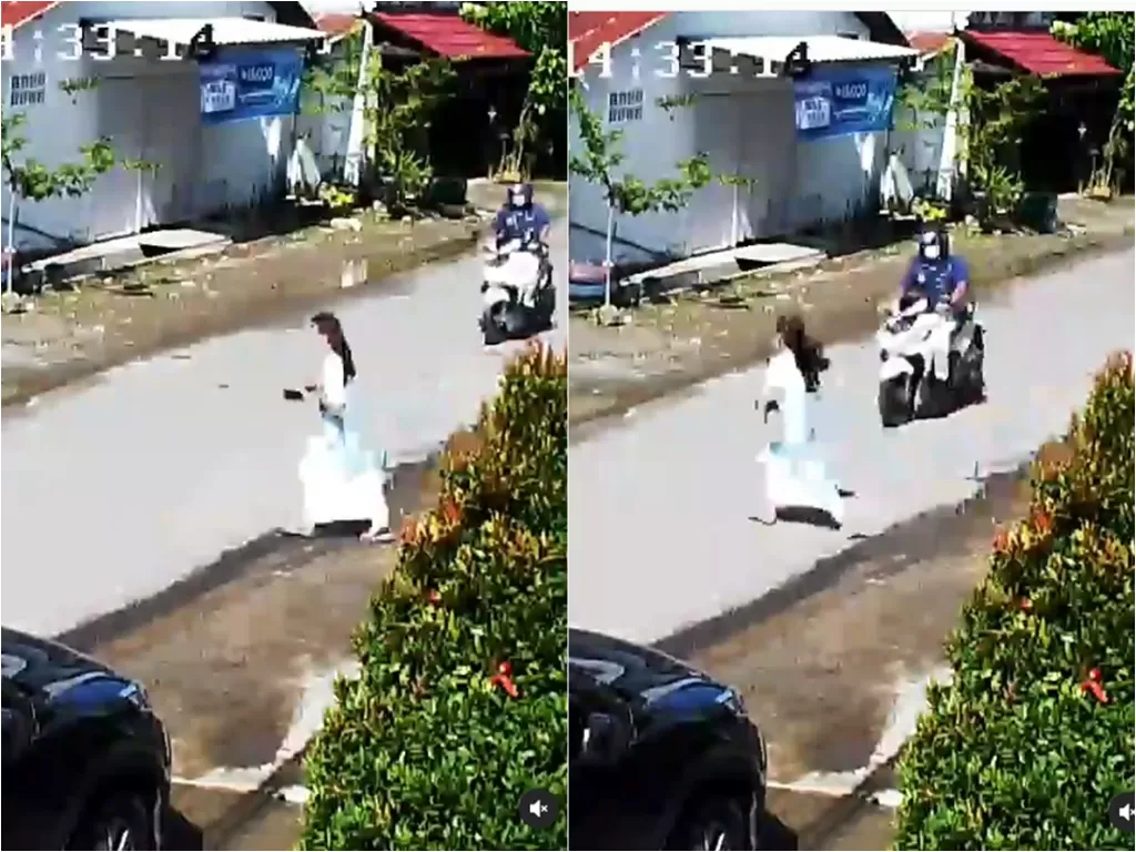 Video perempuan yang tertabrak motor saat terjadi gempa. (photo/Instagram/@kareba_sulbar)