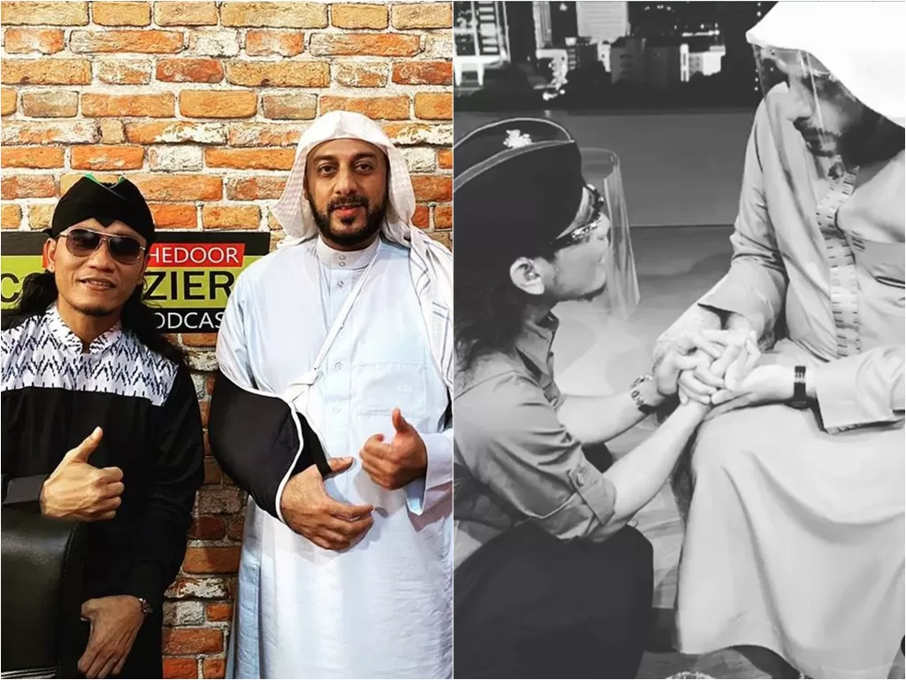  Potret Gus Miftah saat bertemu Syekh Ali Jaber. (photo/Instagram/@gusmiftah)