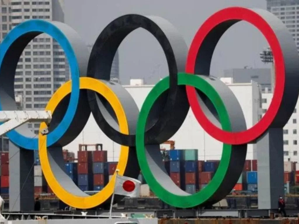  Ring Olimpiade di Odaiba Marine Park in Tokyo, Jepang. (REUTERS/KIM KYUNG-HOON)