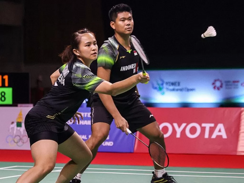 Ganda campuran Indonesia Praveen Jordan/Melati Daeva Oktavianti lolos ke babak final Yonex Thailand Open 2021. (Badmintonphoto/BWF/Erika Sawauchi) 