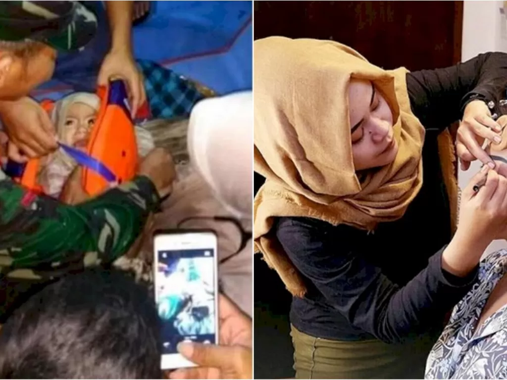 Kiri: Bayi ditemukan selamat. (ist). Kanan: Andi Syifa Kamila, salah satu korban pesawat SJ 182 semasa hidup. (Instagram)