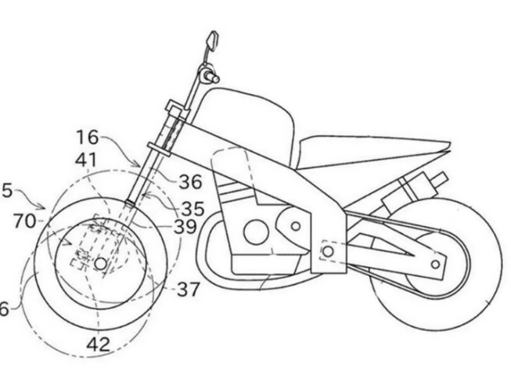 Tampilan desain paten motor tiga roda milik Kawasaki. (Dok. Motor Beam)