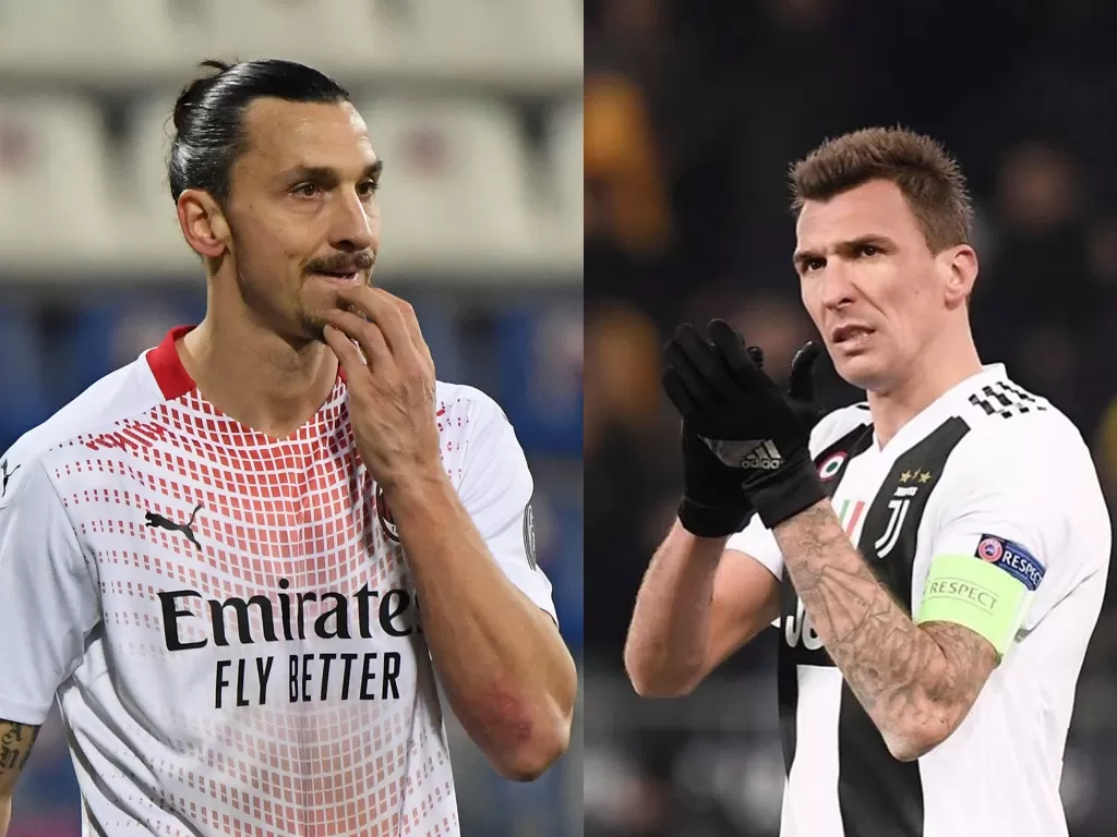 Zlatan Ibrahimovic (kiri), Mario Mandzukic (kanan). (REUTERS/ALBERTO LINGRIA/Instagram/@mariomandzukic)