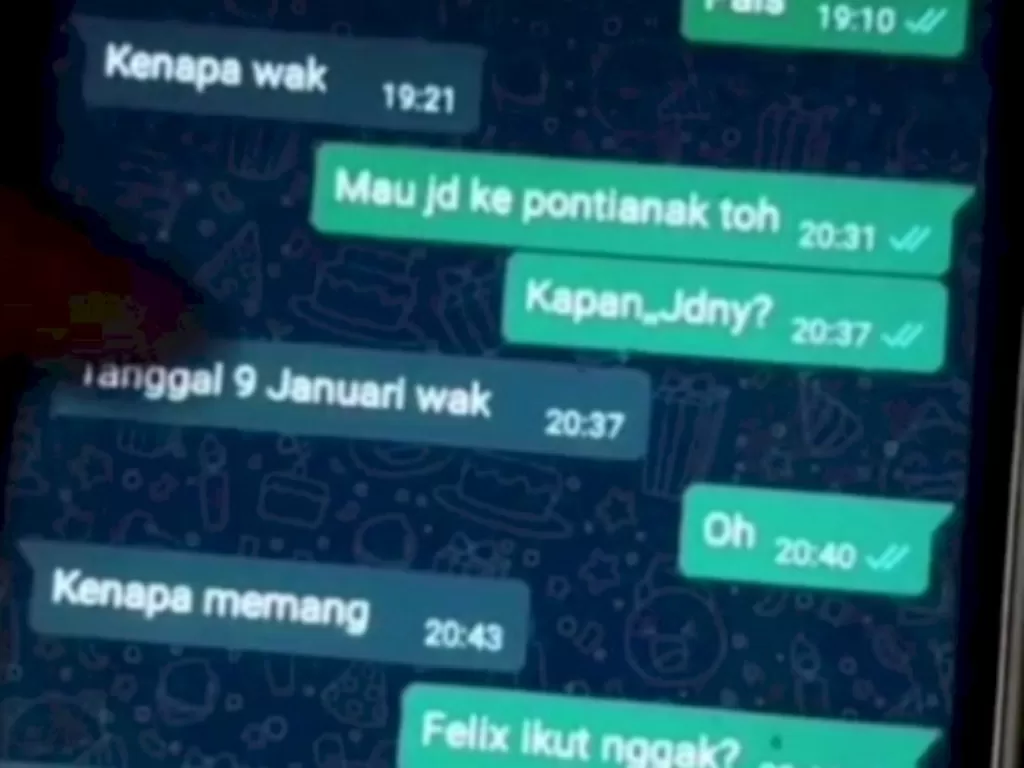 Chat WhatsApp Faisal, penumpang Sriwijaya Air SJ-182 dengan om-nya viral (Tiktok)
