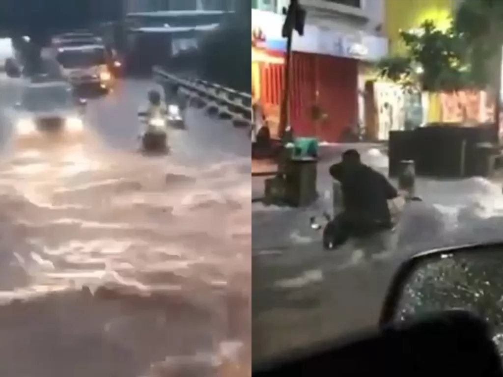 Arus deras banjir di Malang (Instagram/ smart.gram)