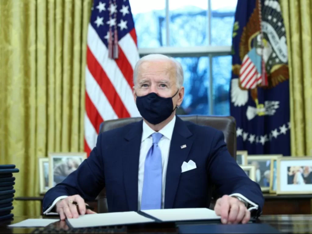 Presiden Joe Biden saat tiba di Gedung Putih. (REUTERS/Tom Brenner).