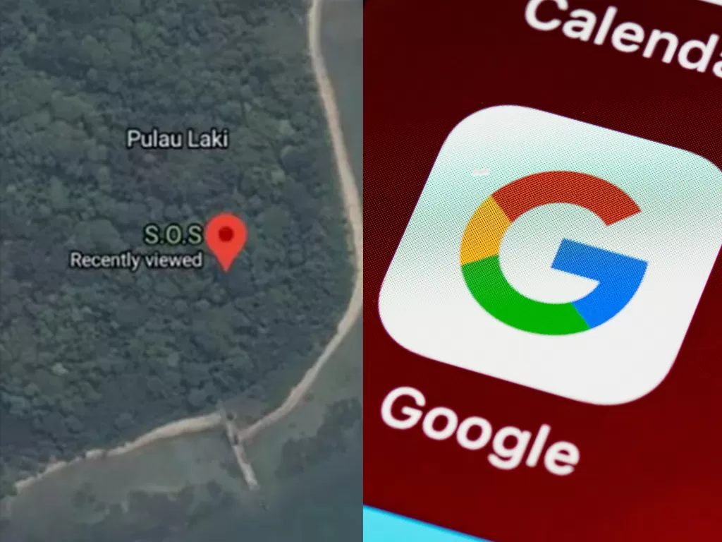 Sinyal SOS di pulau laki (Google Maps) dan Aplikasi Google (Pexel/ Brett Jordan)