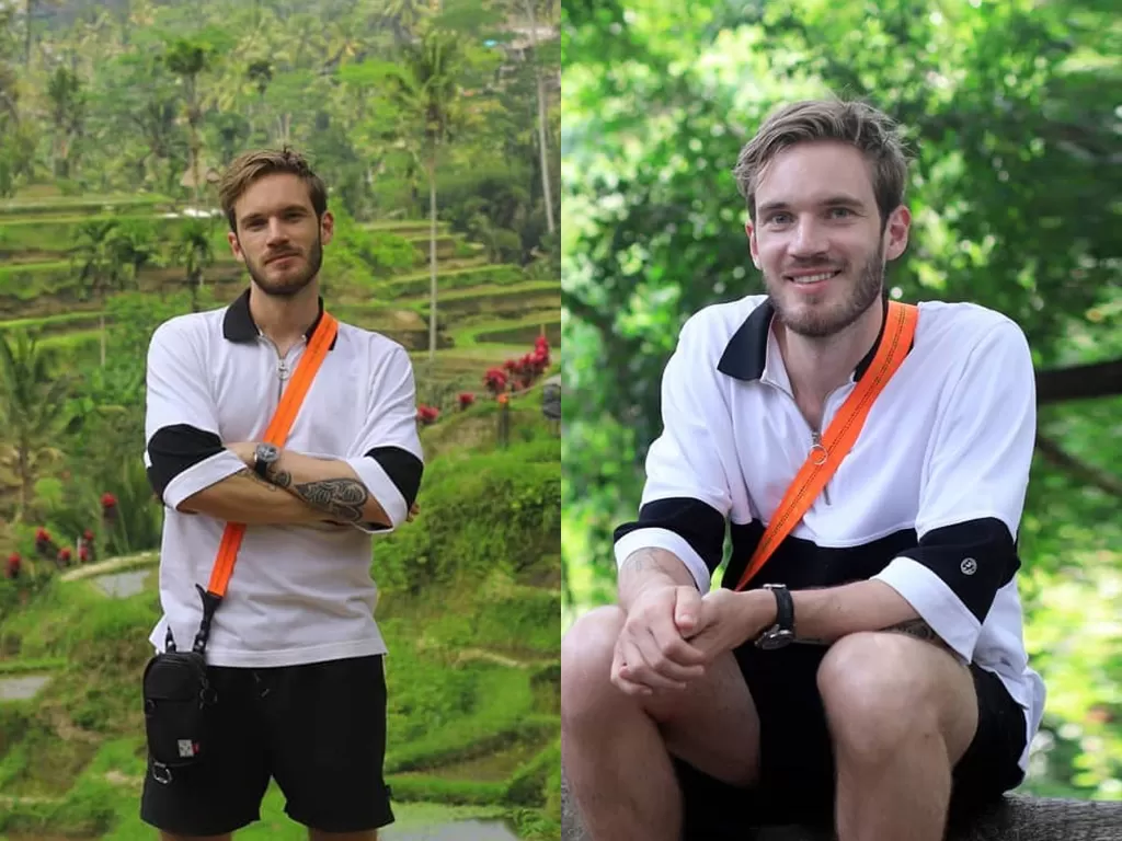 YouTuber Gaming PewDiePie ketika sedang liburan ke Indonesia (photo/Instagram/@pewdiepie)