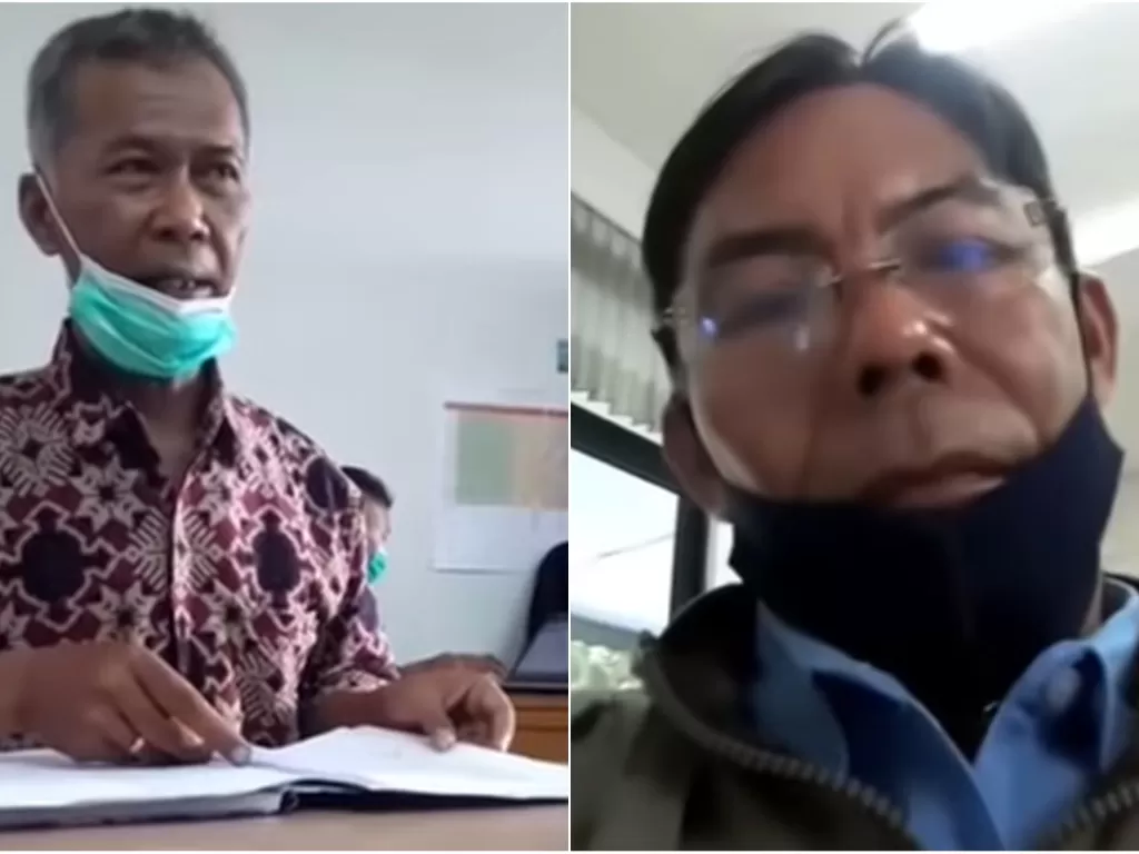 Guru SMKN2 Padang (kiri) dan Elianu Hia (kanan) beradu argumen soal penggunaan jilbab. (Ist)