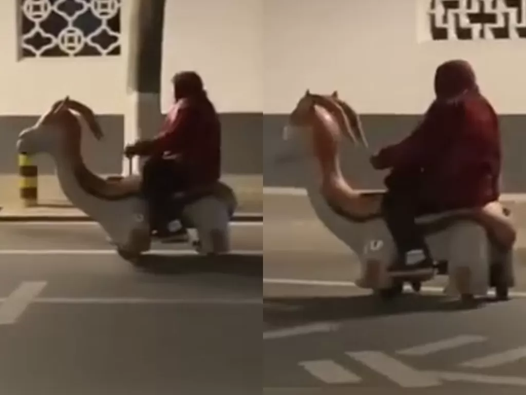 Viral video soerang nenek yang mengendarai skuter naga. (Photo/World of Buzz)