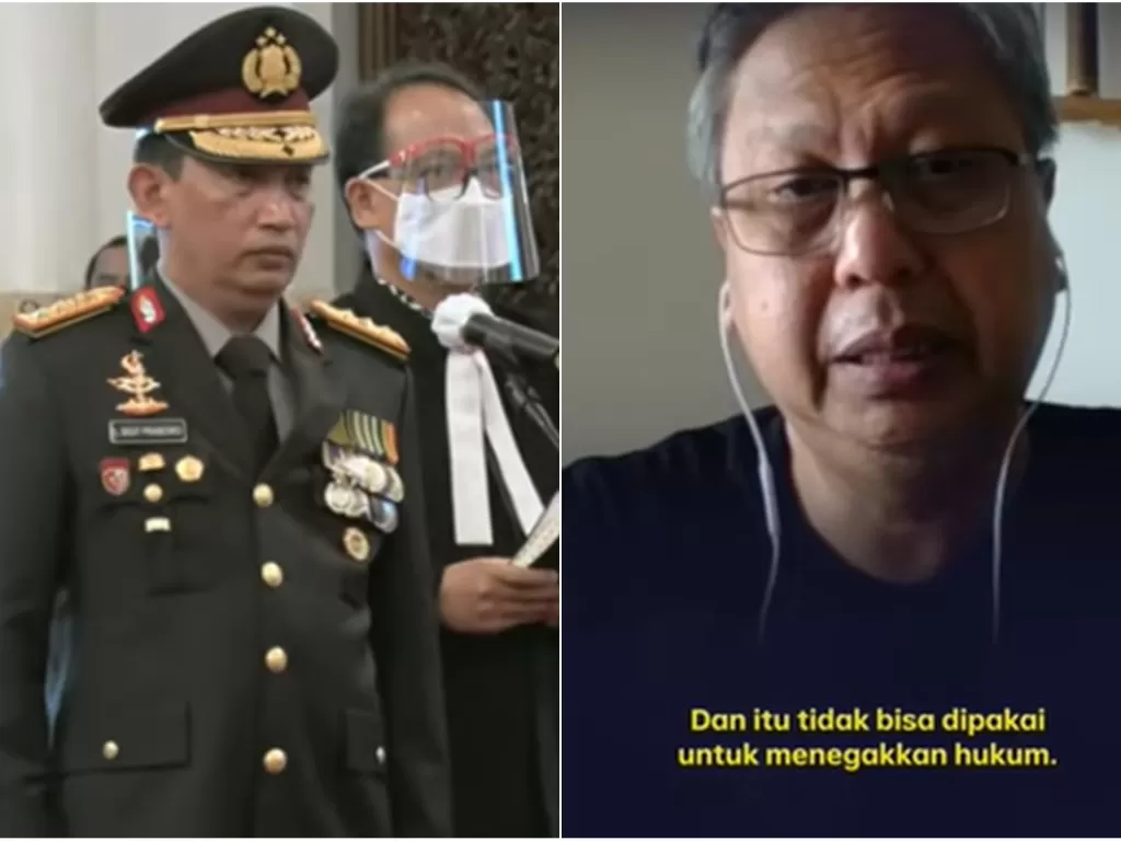 Kapolri Listyo Sigit Prabowo (kiri) dan Made Supriatma (kanan). (YouTube)