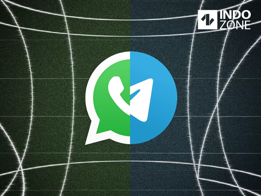 Ilustrasi logo aplikasi perpesanan online WhatsApp dan Telegram (Ilustrasi/INDOZONE/Ferry Andika)