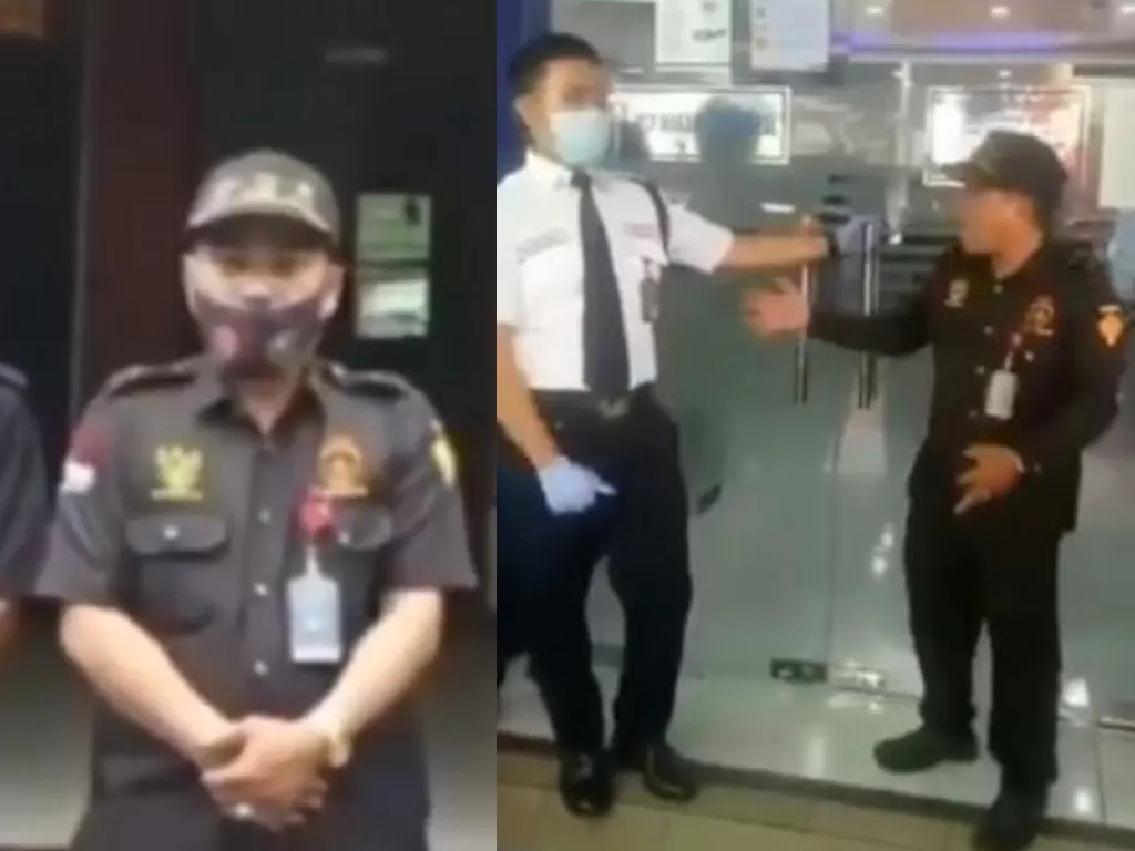 Tangakapan layar video viral oknum LSM ngamuk karena ditegur tak pakai masker saat hendak masuk ke Bank BRI (Istimewa)
