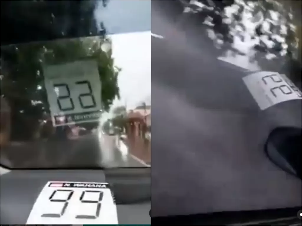  Cuplikan video viral aksi remaja bawa mobil tancap gas terjang genangan air. (photo/Instagram/@ndorobeii)