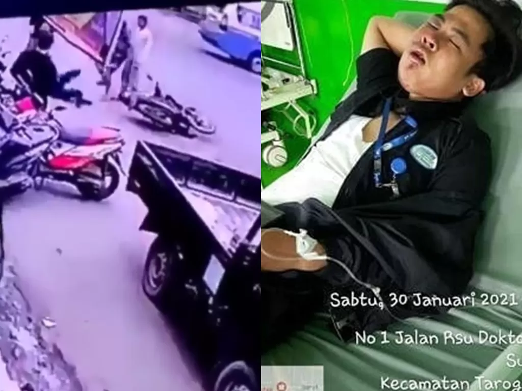 Seorang pemuda dikeroyok 3 tukang parkir karena tidak membayar uang parkir (Instagram/liputangarut)