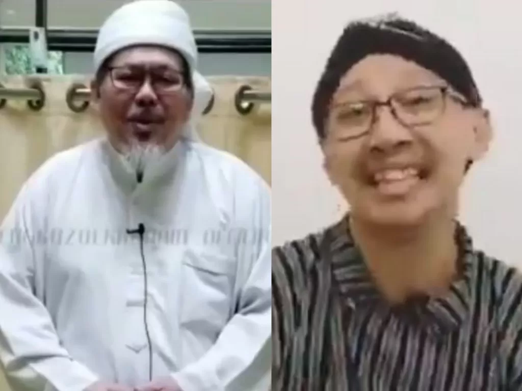 Kolase foto Ustaz Tengku Zulkarnain (Instagram @tengkuzulkarnain.id) dan Abu Janda (Twitter @narkosun)