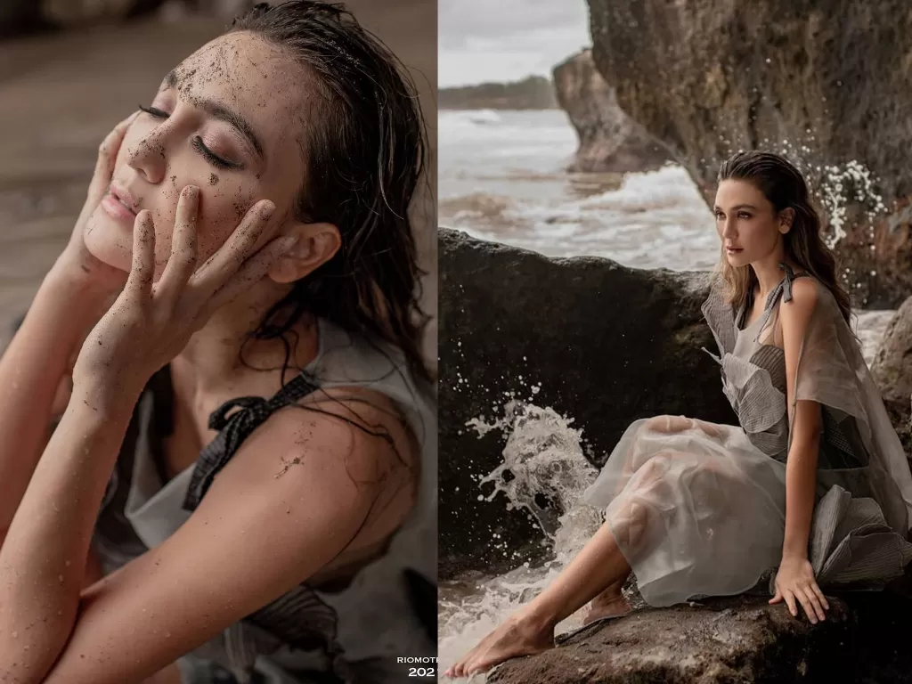 Luna Maya tetap cantik meski wajah kotor akibat pasir (Instagram/riomotret)