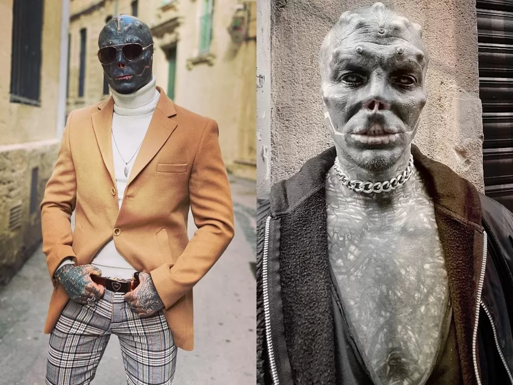 Pria ini ubah dirinya menjadi 'alien hitam'. (Photo/Instagram/@the_black_alien_project)