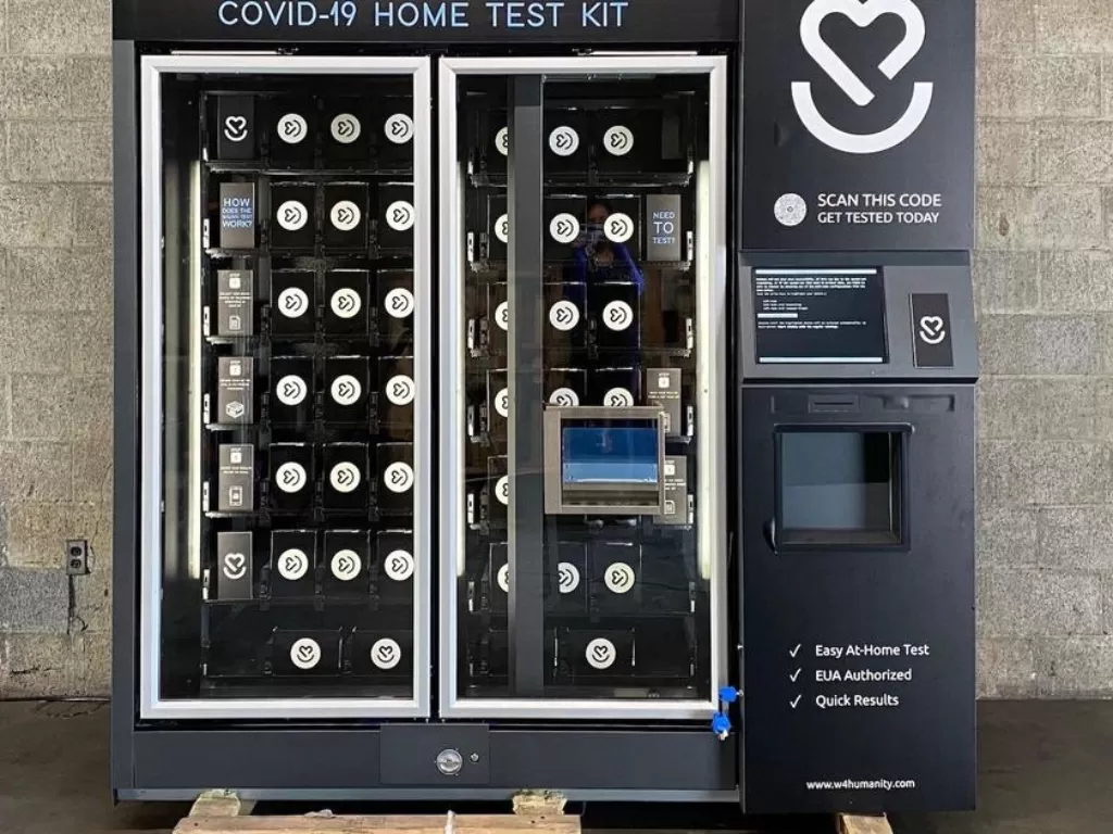 Mesin penjual otomatis yang jual alat tes covid-19. (cbsnews.com)