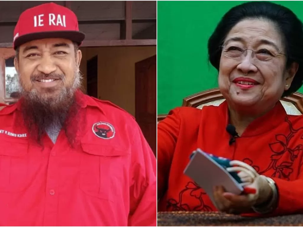 Orient Patriot Riwu Kore, calon bupati terpilih Kabupaten Sabu Raijua (kiri) dan Megawati Soekarnoputri, pemimpin PDIP (kanan). (Instagram)