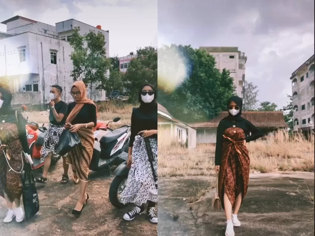 Remaja modif kain batik jadi pakaian modis tuai kritik pedas netizen (Tiktok/nnadiraaaaa)