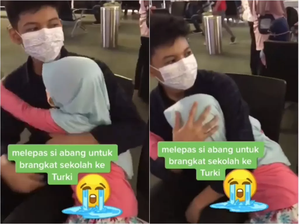 Video adik yang menangis saat abangnya hendak merantau. (photo/TikTok/@m4skuk.idol)