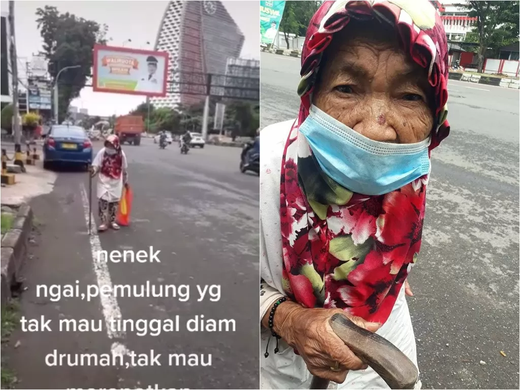 Cuplikan video nenek yang memilih untuk jadi pemulung ketimbang diam di rumah. (photo/Instagram/@makassar_iinfo)