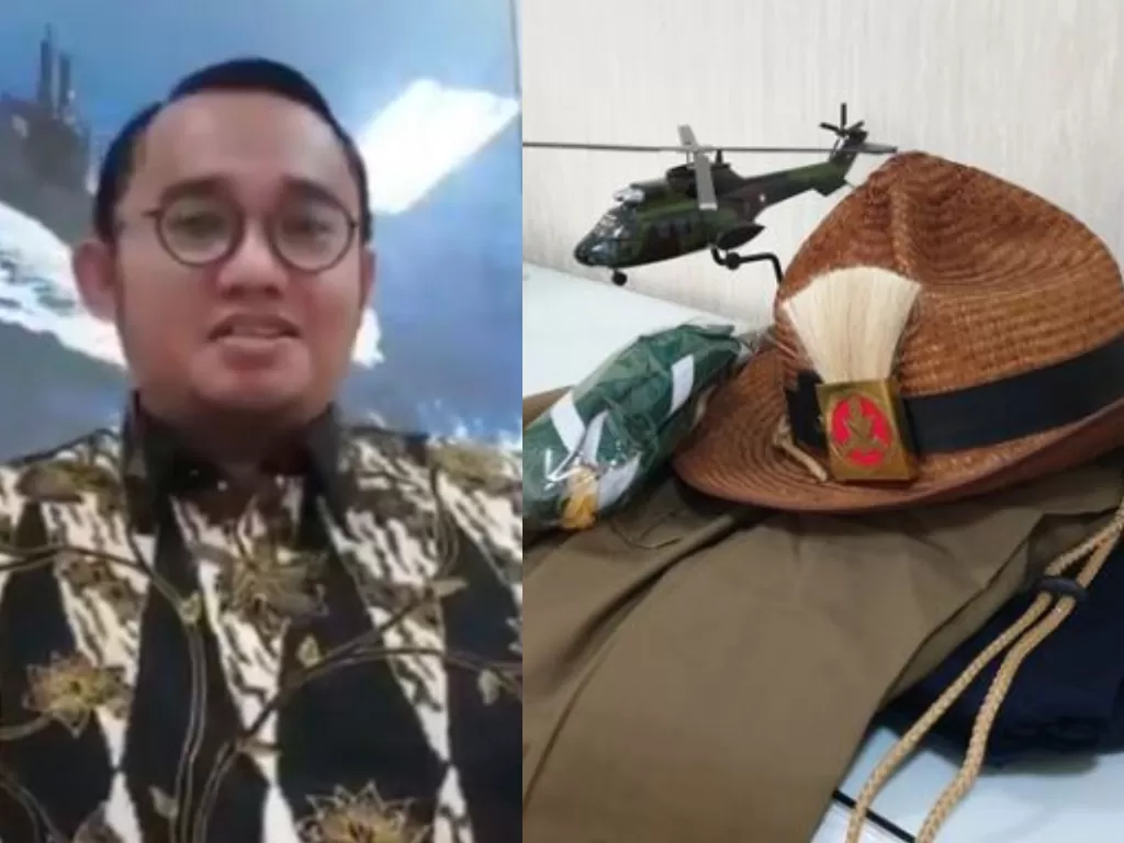 Dahnil Anzar Simanjuntak dan kiriman seragam Jenderal Soedirman (Twitter @Dahnilanzar)