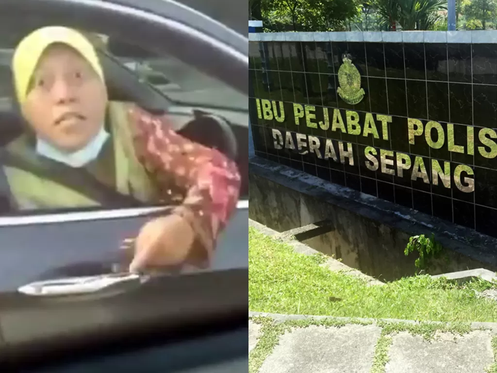 Kiri: Guru besar yang mengamuk. (Photo/Twitter) Kanan: Kantor Polisi di Sepang, Malaysia. (Photo/Istimewa)